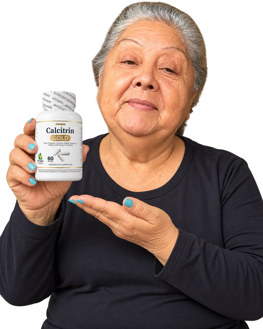 Señora mostrando Calcitrin Gold