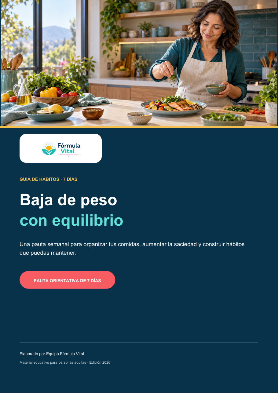 Portada de la pauta Baja de peso con equilibrio